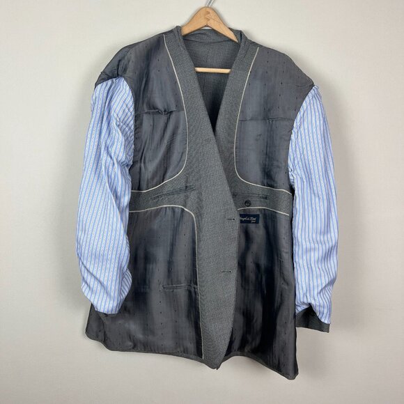 Joseph Feiss Gold Sport Coat Blazer Jacket Mens 54 R Two Button Wool Houndstooth - Picture 7 of 16